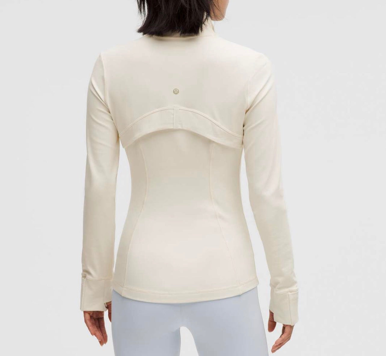 Lululemon Define Jacket and Leggings Set white, Gold Zips, Align UK Size S